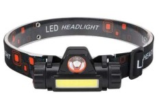 Lanterna Frontala LED Aluminiu cu Incarcare USB si Cureaua Ajustabila, 200 lm, Unghi 120&amp;deg; - Negru foto