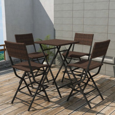 Set mobilier exterior pliabil, 5 piese, maro, otel, poliratan GartenMobel Dekor