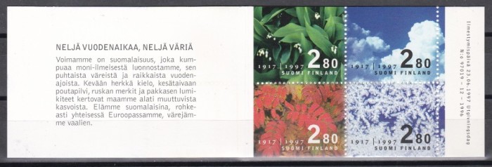 Finlanda 1997 - A 80-a aniversare a independenței Finlandei - Neperforat pe 1-2 fețe, Carnet, 2 Poze, MNH
