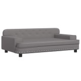 Canapea pentru copii, gri, 90x53x30 cm, piele ecologica