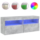 Cumpara ieftin Comoda TV de perete cu lumini LED, gri beton, 100x30x40 cm