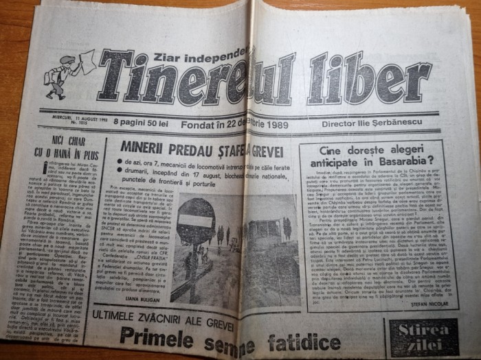 tineretul liber 11 august 1993-greva minerilor,aninoasa