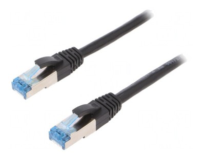 Patch cord S/FTP Cat 6a Negru 0.5m foto