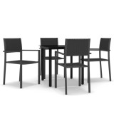 Cumpara ieftin Set de servit masa pentru gradina, 5 piese, negru