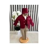 Cumpara ieftin Costum botez 5 piese bumbac, bordo - DPH372