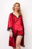 Set Pijama Satin 4 Piese Dama Sarah Grena Marimea M (38) Halat, Furou, Maiou, Pantaloni Scurti Elegant
