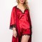 Set Pijama Satin Din 4 Piese Sarah - Grena, M(38)