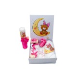 Cumpara ieftin Set Cutie Trusou cu Lumanare, 9 Piese "Cu drag de la nasi" - Ursulet, Ciclam - TB206