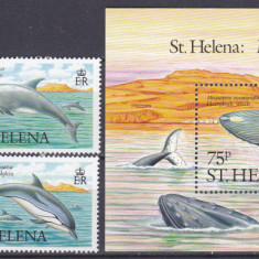 DB1 Fauna Marina 1987 Ins. St. Helena Balene Delfini 4 v. + SS MNH