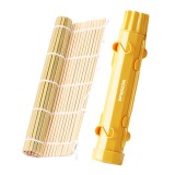Cumpara ieftin Set complet Sushi Rolls 2, EMESZON&reg; Aparat manual de rulat Sushi cu rola bambus pentru pasionatii de bucataria Asiatica, galben