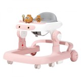 Premergator multifunctional cu roti flippy, model iepuras, inaltime ajustabila, tavita, muzica, lumini, 66x59x41 cm, roz