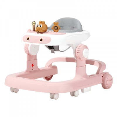 Premergator multifunctional cu roti flippy, model iepuras, inaltime ajustabila, tavita, muzica, lumini, 66x59x41 cm, roz foto