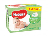 Servetele umede Huggies Natural Care, 2+1 pachete, 168 buc