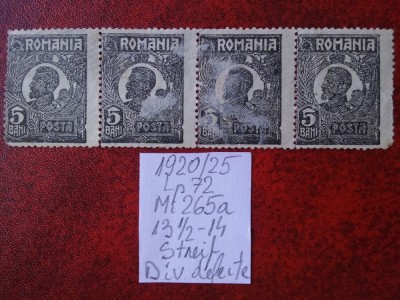 1920- Romania- Ferd. b. mic Mi265a-streif-div.defecte foto