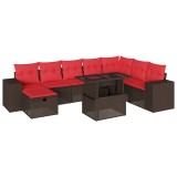Cumpara ieftin Set canapele de gradina cu 9 piese si perne, poliratan maro