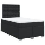 Cumpara ieftin Pat continental cu saltea, negru, 120x200 cm, piele ecologica