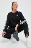 Adidas hanorac de bumbac femei, culoarea negru, uni IC8766