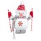 Figurină Crăciun, Om de Zăpadă, Spumă, Alb, 24cm, Fular Gri, Căciulă Roșie, Schiuri