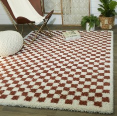 Covor Premium Belgian Model Sherpa 52992-166, Marime 80 x 150 cm, Crem, Maro, Inaltime Fir 30 mm, Antialergic, Polipropilena, Living, Dormitor, Sufrag foto
