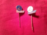 2 Insigne Aviatie - TAROM , culori diferite , metal si email . h=1,3cm