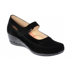 Pantofi dama decupati marimea 38, din piele naturala intoarsa, foarte comozi - Model Mara Negru LP9154NVEL