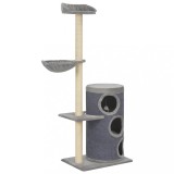 Cumpara ieftin Ansamblu pisici cu st&acirc;lpi din funie de sisal, gri, 148 cm