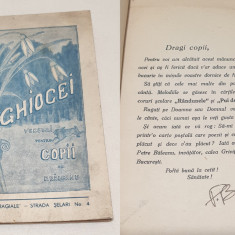 Carte de colectie anii 1930 GHIOCEI - Versuri pt copii cu AUTOGRAF P. Baleanu