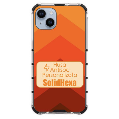 Husa Personalizata iPhone 15 Plus Silicon si Policarbonat Antisoc SolidHexa foto