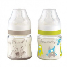 Set 2 Biberoane Thermobaby de Sticla cu Gat Larg 120 ml foto