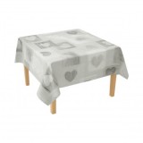 Rola fata de masa decorativa PVC 1.37x20m, grosime 0.18mm, textil 45 g/mp, model inimi gri Breckner Germany
