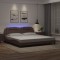 vidaXL Cadru de pat cu lumini LED, maro, 200x200 cm, piele ecologică 3214045