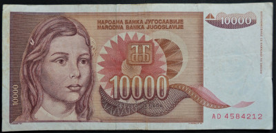 Bancnota 10000 DINARI / DINARA - YUGOSLAVIA, anul 1992 * cod 484 foto
