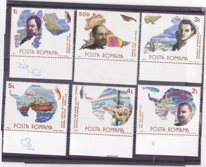 Romania.1986 Exploratori polari MNH