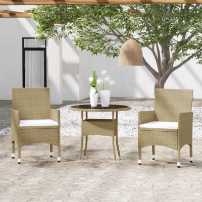 Gossi set mobilier de gradina, 3 piese, bej, poliratan foto