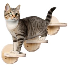 Set 3 trepte de perete Navaris pentru pisici, cu covoras de sisal, NAV0000273P001C