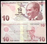 TURCIA 10 LIRE 2009 ( 2022 ) prefix F , UNC [1] P- 223f , necirculata
