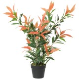 HOMCOM Photinia artificială lucioasă 90 cm, plantă artificială cu 300 de frunze, ramuri ajustabile, 45 x 45 x 90 cm, Roșu+Verde | Aosom Romania