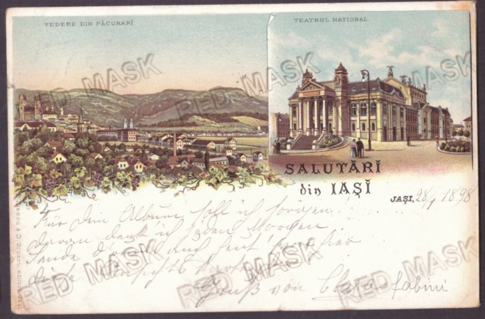 3804 - IASI, Panorama Pacurari, Theatre, Litho - old postcard - used - 1898