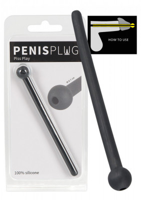 Penis Plug Piss Play - Dilatator Uretral din Silicon Negru, 11,8 cm foto