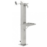 Coloană Apă Grădină vidaXL 95cm, Oțel Inoxidabil, Pătrată, Argintie, Robinet Inox, Rafturi, Conectare Furtun