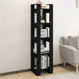 Bibliotecă/Separator cameră negru 41x35x160 cm lemn masiv pin, vidaXL