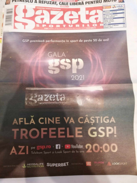 Gazeta Sporturilor , 21 Decembrie 2021 nr 301