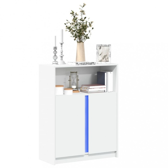 Gossi dulap cu led, alb, 77x34x100 cm, lemn prelucrat