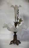 Surtout de table / Centru de masa - metal cu sticla - decor cu amoras / putto - secol XIX