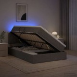 Cumpara ieftin Pat cu LED si saltea Gri inchis 120 x 200 cm Tesatura