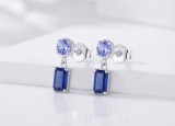 Cercei Drop din Argint 925 cu Zirconiu Albastru si Tanzanit Eleganta Regala