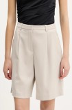 Abercrombie &amp; Fitch pantaloni scurți culoarea bej, uni, high waist, KI149-5182