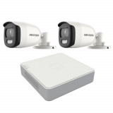 Sistem supraveghere Hikvision 2 camere 5MP ColorVU, 2.8mm, lumina alba 20m, DVR 4 canale SafetyGuard Surveillance