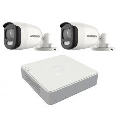 Sistem supraveghere Hikvision 2 camere 5MP ColorVU, 2.8mm, lumina alba 20m, DVR 4 canale SafetyGuard Surveillance foto