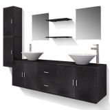 Set mobilier baie 11 piese, chiuvete si robinete incluse, negru